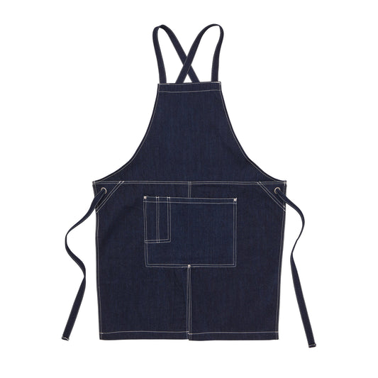 1384 - Washed Canvas and Twill Apron - Dark Indigo